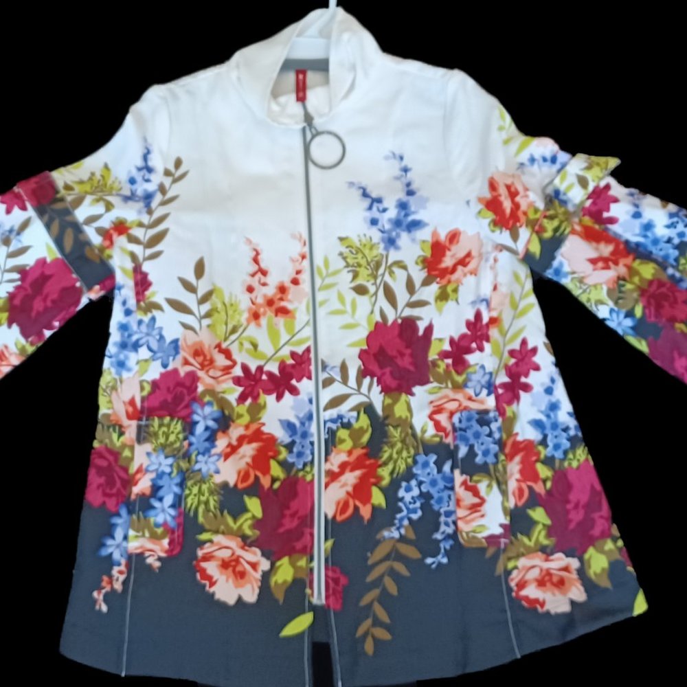 IC Collection by Connie K Floral Black/White  jacket